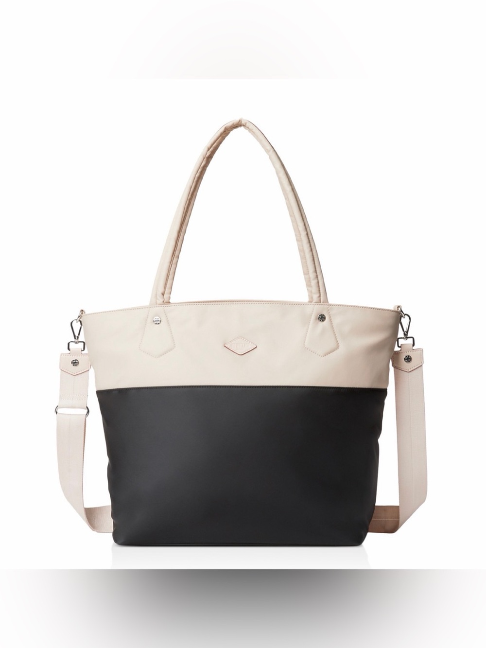 Stunning NWT MZ Wallace Two-Tone Black and Cream soho tote with strap and pouch